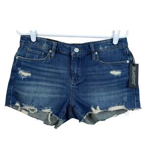 Women's BLANKNYC‎ Blue Distressed The Astor Cut-Off Short Ripped Denim Short 28